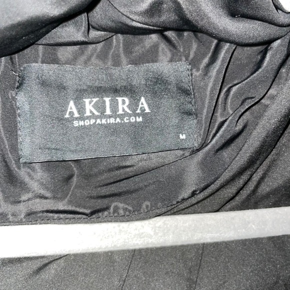 Akira Cropped Puffer Jacket Women Medium Hooded Black White Color Block Coat - Picture 14 of 14